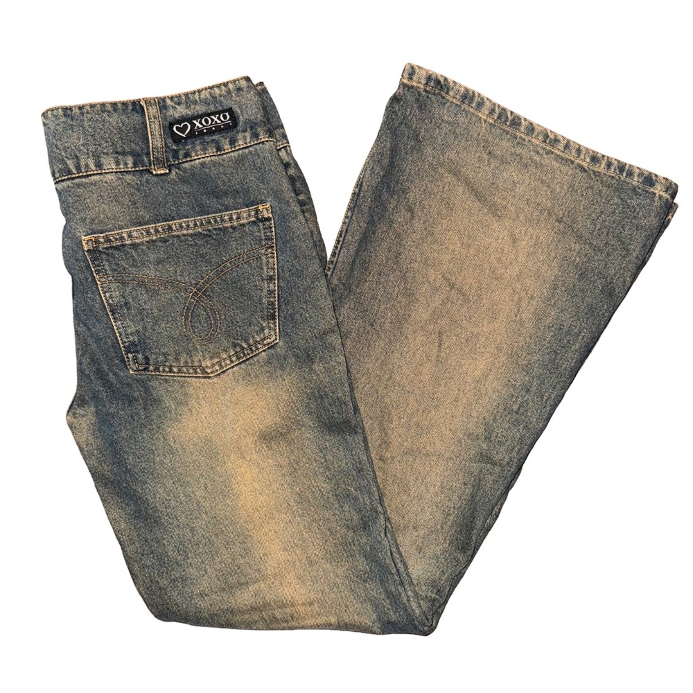 XOXO Faded Flare Denim Y2K Jeans Grunge Indie Sleaze Vintage Acid Wash